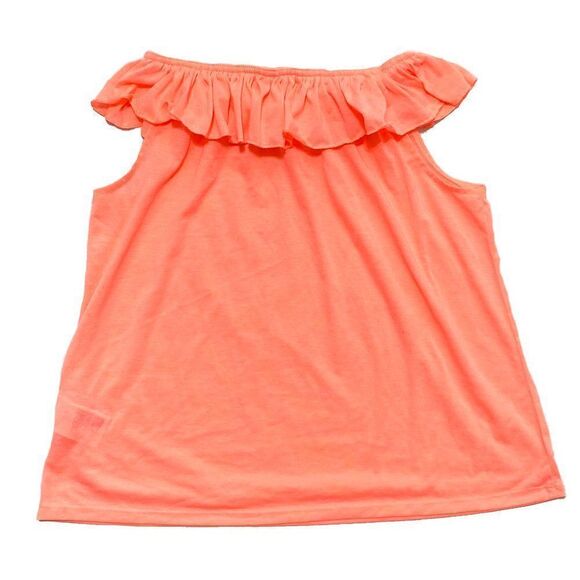 H&m Neon Orange Ruffle Off Shoulder Tank Top - Picture 3 of 5
